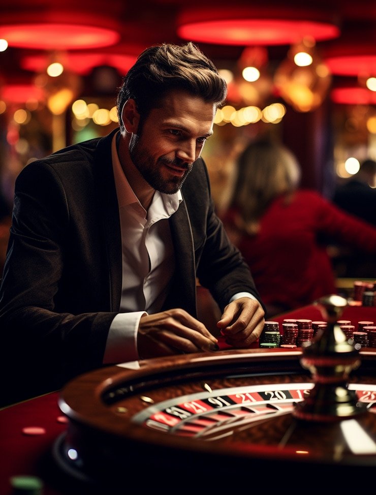 Meja permainan roulette live casino dengan dealer dalam siaran langsung